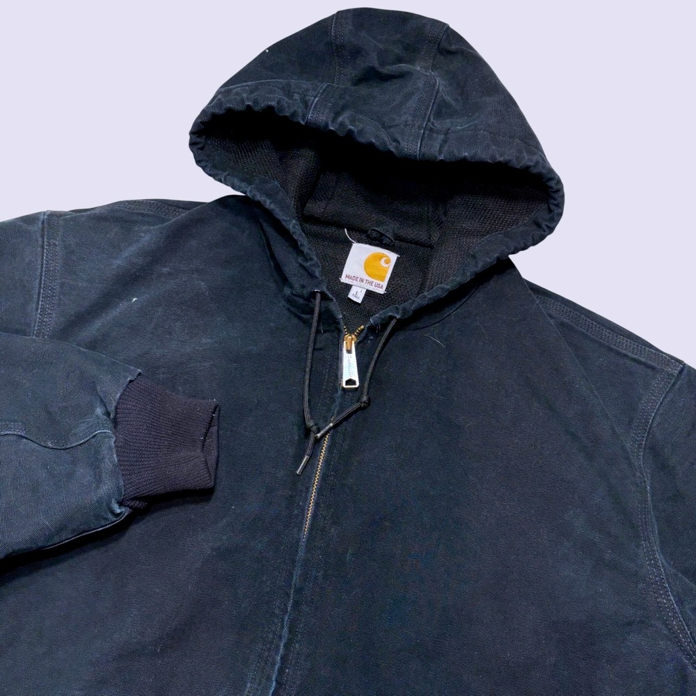 Carhartt J131 Thermal Lined Jacket Mens L Tall Black Duck Canvas USA Made Union